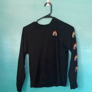 Black long sleeve rainbow vans tee shirt